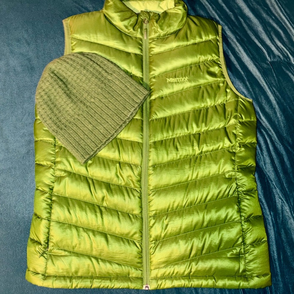 🏔️MARMOT🏔️800 FILL PUFFER VEST&CASHMERE BLEND BEANIE COMBO❄️